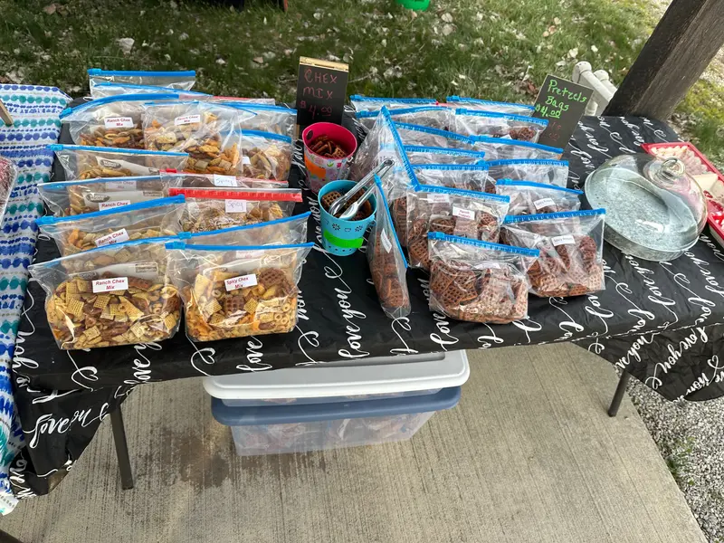 Bulk kettle corn, bagged and ready.