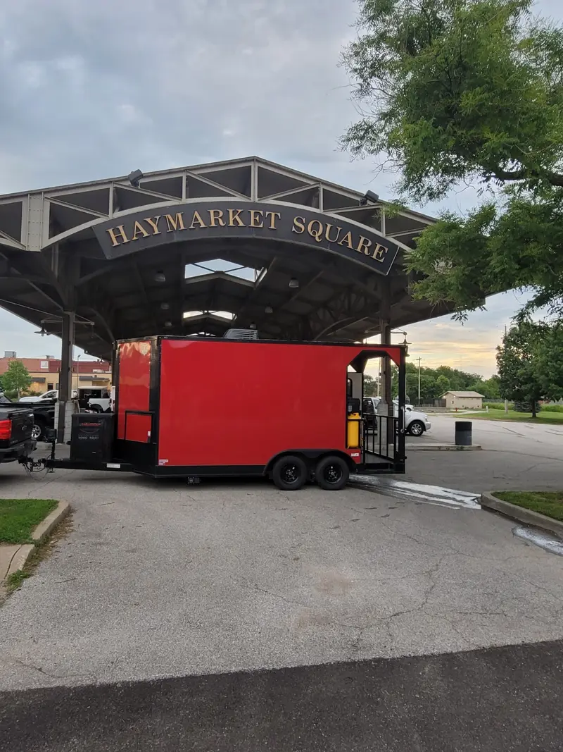 The Alleyway trailer parked under the Haymarket Square pavilion in Leavenworth.